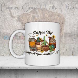 Coffee Up Western Handmade Sublimated 11oz Ceramic Coffee Mug